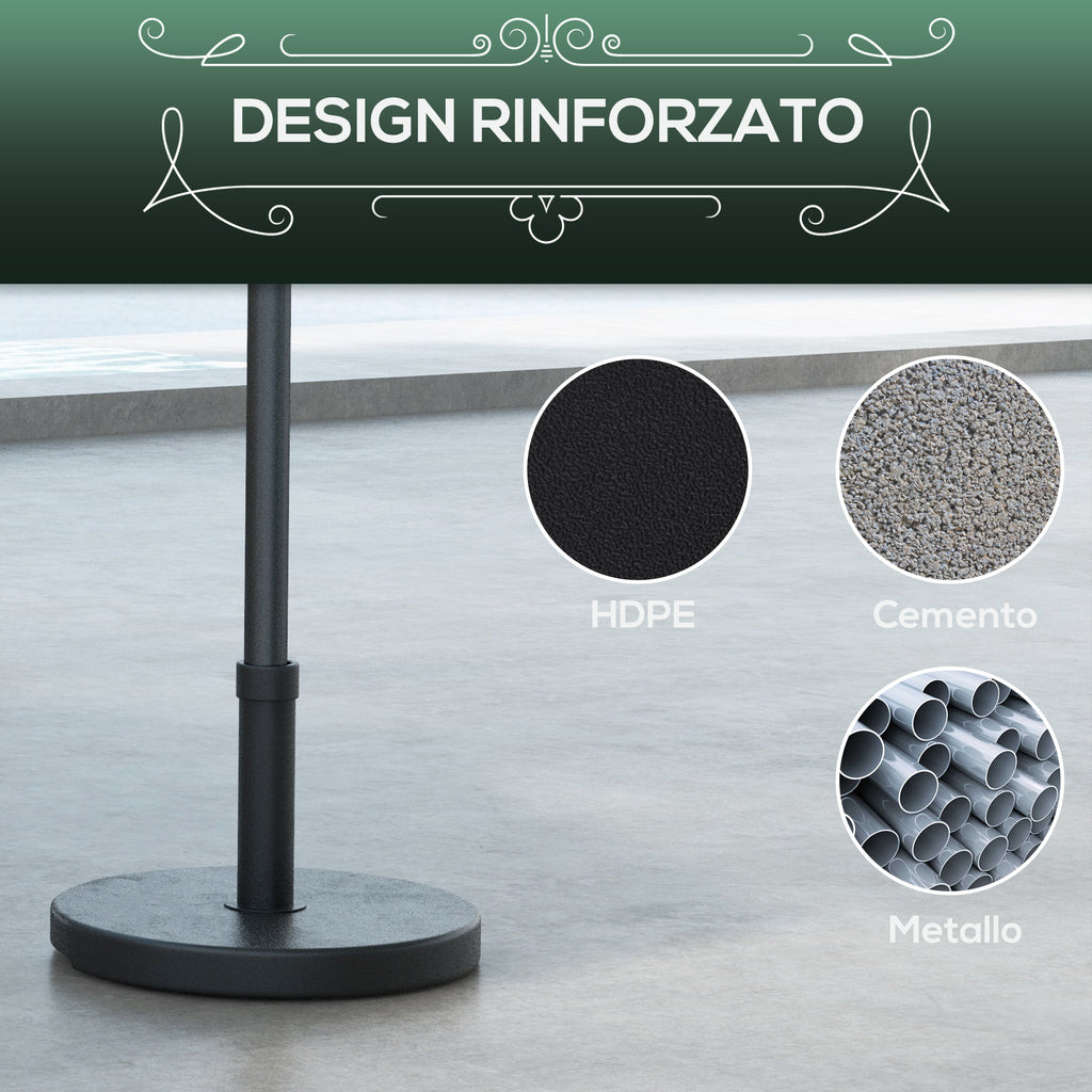 15kg Round Umbrella Base for Ø24-38mm Poles, Plastic and Concrete, Ø46.5 cm, Black
