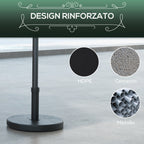 15kg Round Umbrella Base for Ø24-38mm Poles, Plastic and Concrete, Ø46.5 cm, Black