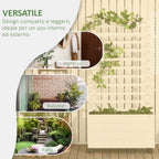 Vertical Planter with 4 Wheels and Wooden Trellis for Climbing Plants, 76x30x155cm, White