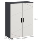Kleankin Bathroom Cabinet 2 Wooden doors with 3 shelves and cushioned closure, 60x30x82cm, gray - Borgè