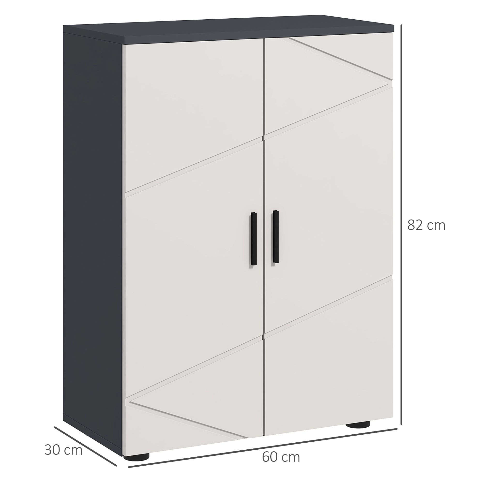 Kleankin Bathroom Cabinet 2 Wooden doors with 3 shelves and cushioned closure, 60x30x82cm, gray - Borgè