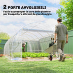 Outsunny 3x6x2 m Tunnel Greenhouse with Roller Doors, Steel Frame and Anti-UV PE Cover, Transparent