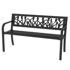 Outsunny 2 -seater garden bench with decorated back and armrests, 125x50x75cm, black - Borgè