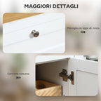 Kitchen Cabinet with 2 Drawers and 3 Cupboards, Glass Doors and Adjustable Shelves, 120x40x90 cm, White and Oak