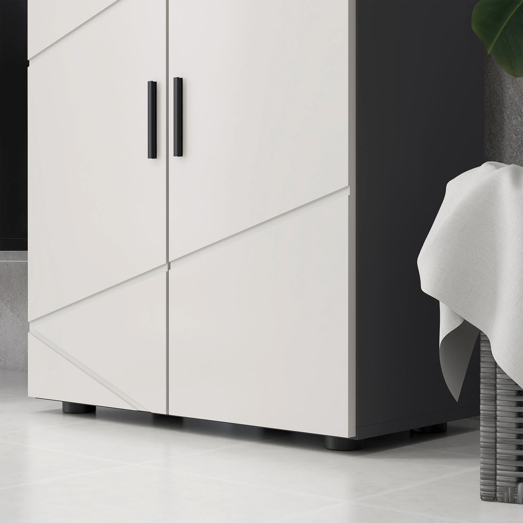 Kleankin Bathroom Cabinet 2 Wooden doors with 3 shelves and cushioned closure, 60x30x82cm, gray - Borgè