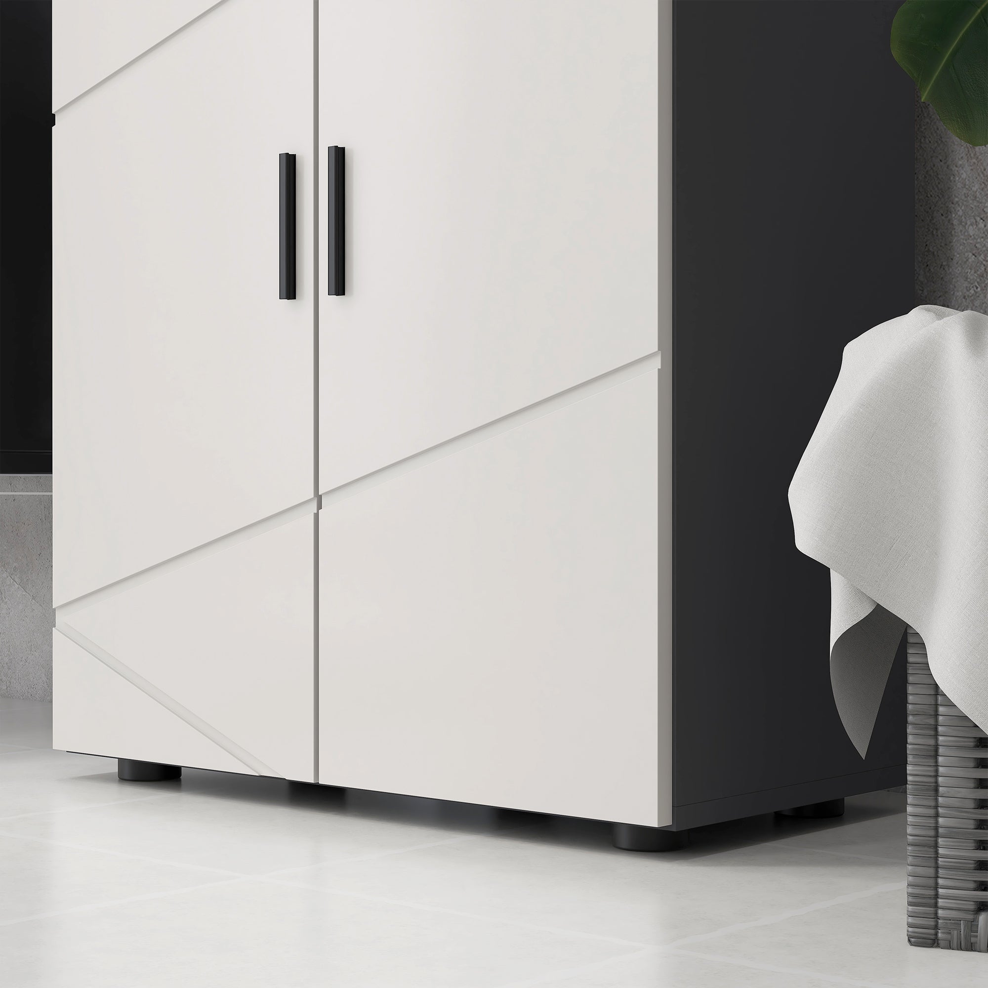 Kleankin Bathroom Cabinet 2 Wooden doors with 3 shelves and cushioned closure, 60x30x82cm, gray - Borgè