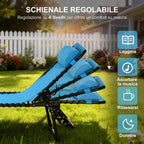 Outsunny Folding Sun Lounger with Reclining Backrest in Steel and Mesh Fabric, 189x58x30 cm, Blue