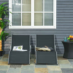 Outsunny Set of 2 Folding Garden Loungers in Aluminum and Texteline, 61x165x63 cm, Black