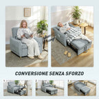 HOMCOM 3-in-1 Reclining Sofa Bed with Cushion, Chenille Upholstery, 88x84x87 cm, Grey