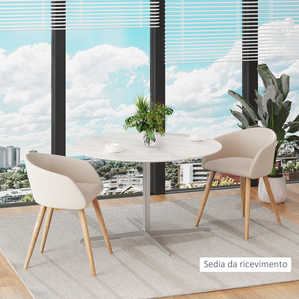 Set of 2 Scandinavian Style Fabric Upholstered Dining Chairs, 55x56x74 cm, Beige