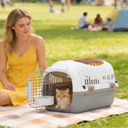 PawHut Pet Carrier for Cats and Small Dogs up to 4 kg in Plastic with Top Window, 49x32x31 cm, Grey