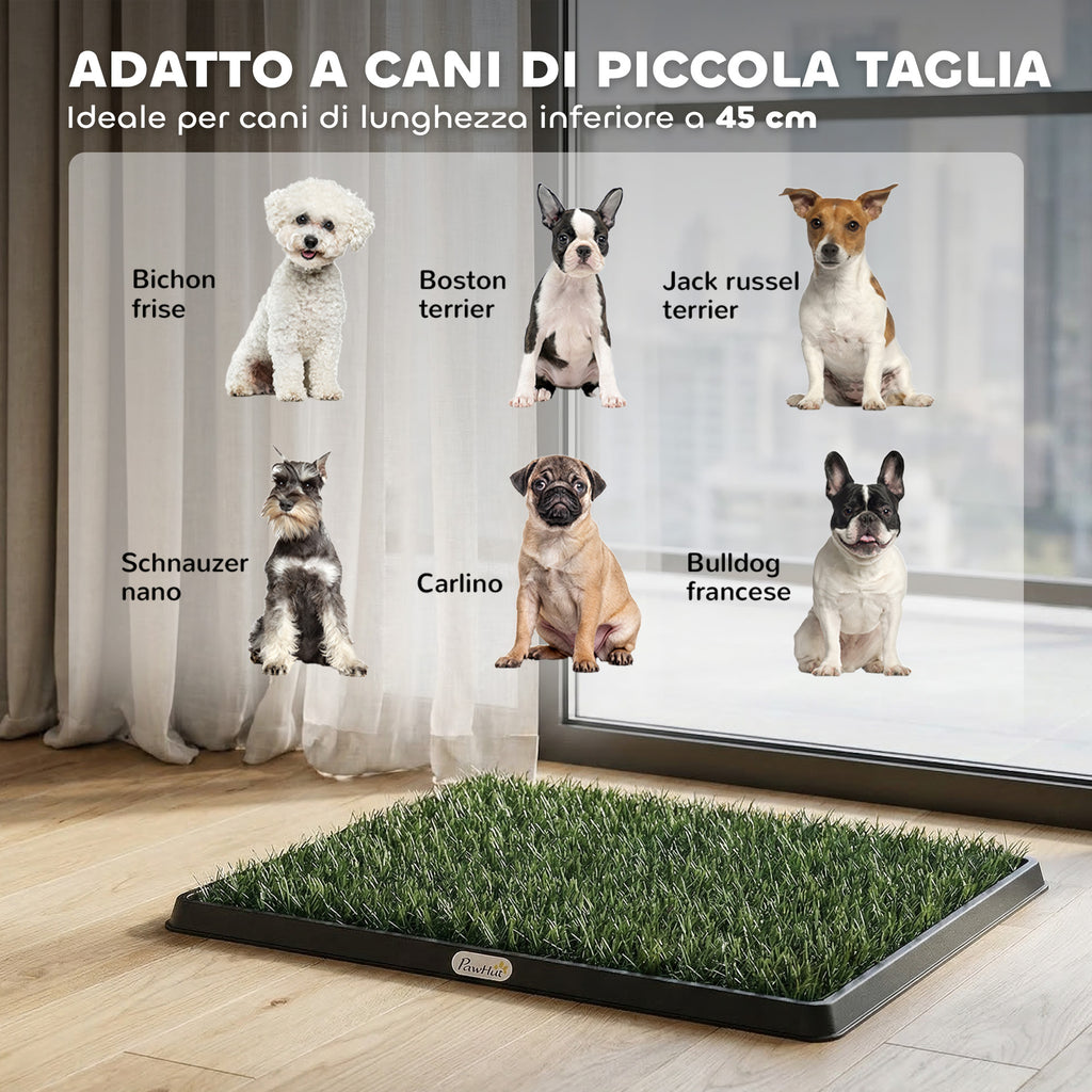 PawHut Dog Mat with Tray and Artificial Grass, 63 x 50.5 cm, Green