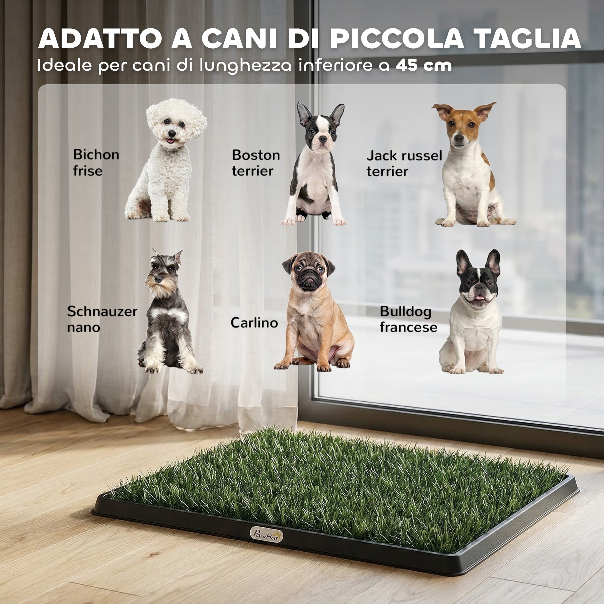 PawHut Dog Mat with Tray and Artificial Grass, 63 x 50.5 cm, Green
