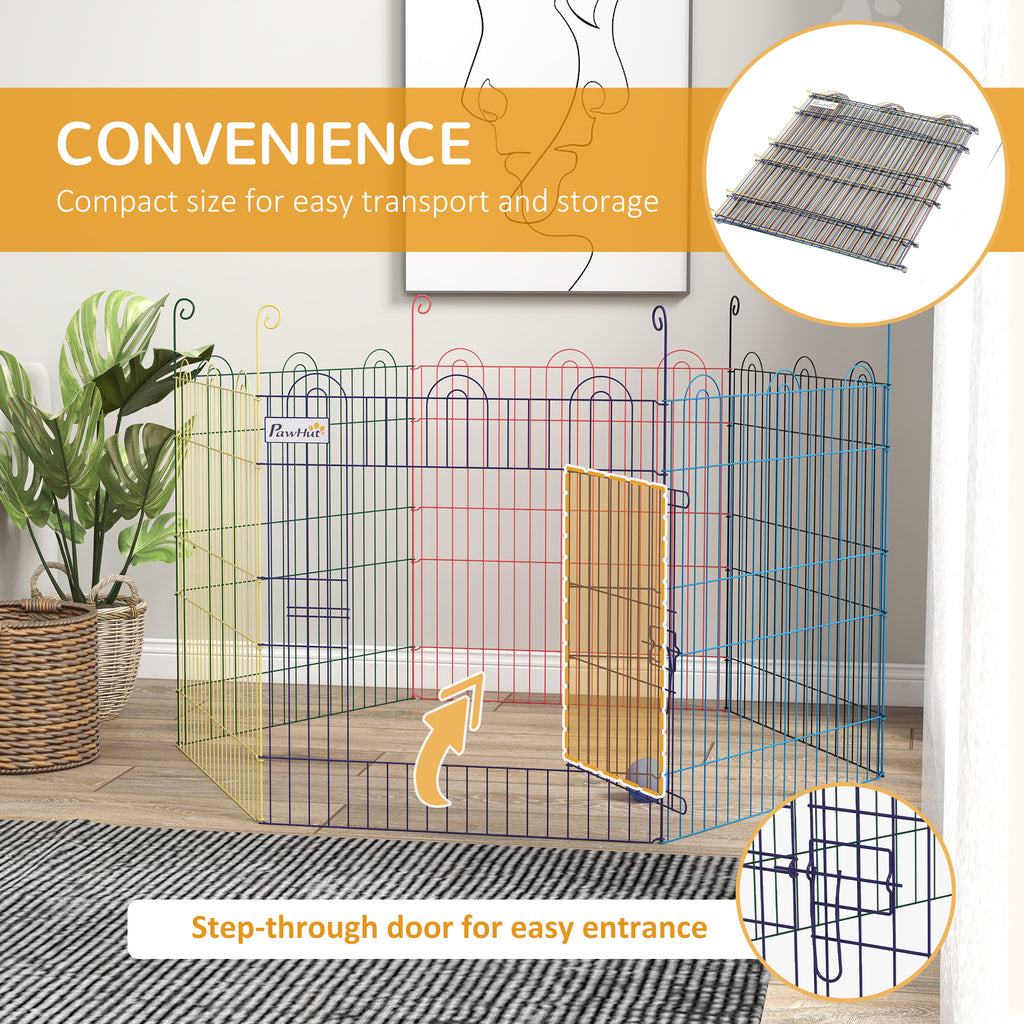 PawHut 6-Panel Metal Dog Gate with Snap Closure, Ø120x60 cm, Multicolour - Borgè