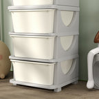 Colourful Plastic Chest of Drawers for Children's Bedroom with 4 Drawers, 37x37x76 cm, Cream