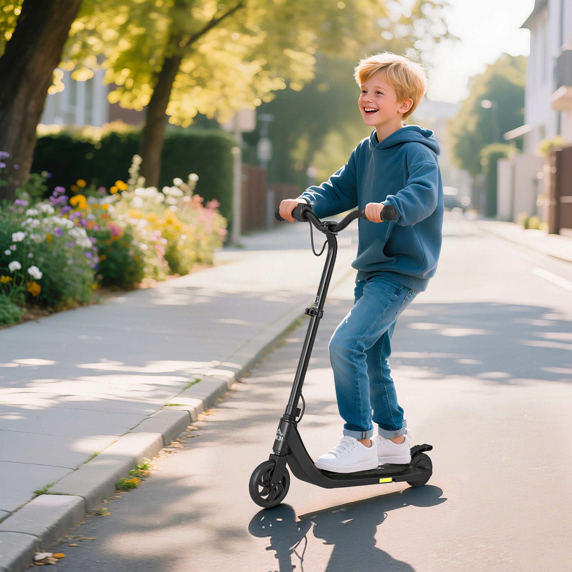 Height-Adjustable Electric Scooter for Kids Ages 6+, 76x53x90-95cm, Black
