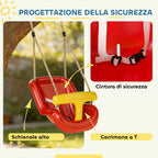 Baby Swing 9-36 Months Adjustable with Ropes and Carabiners, PE, 28x36x180 cm, Red and Yellow