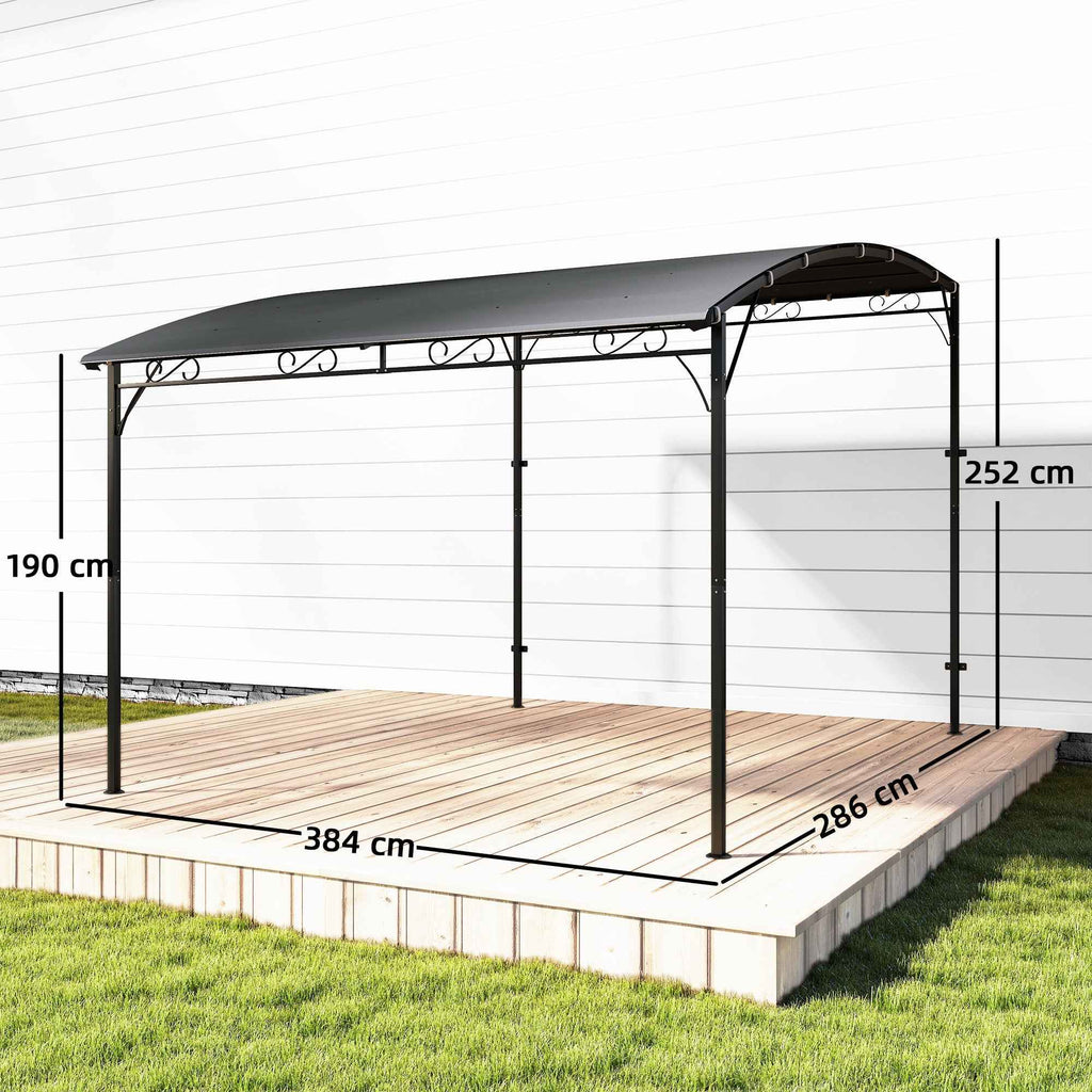 Outsunny Gazebo Pergola with 16 Drainage Holes, Metal and Polyester, 3.8x2.8m, Grey