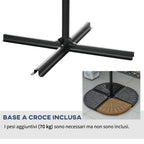Garden Umbrella with Arm 3x2 m with Crank, Metal and Polyester, Dark Blue and Cream