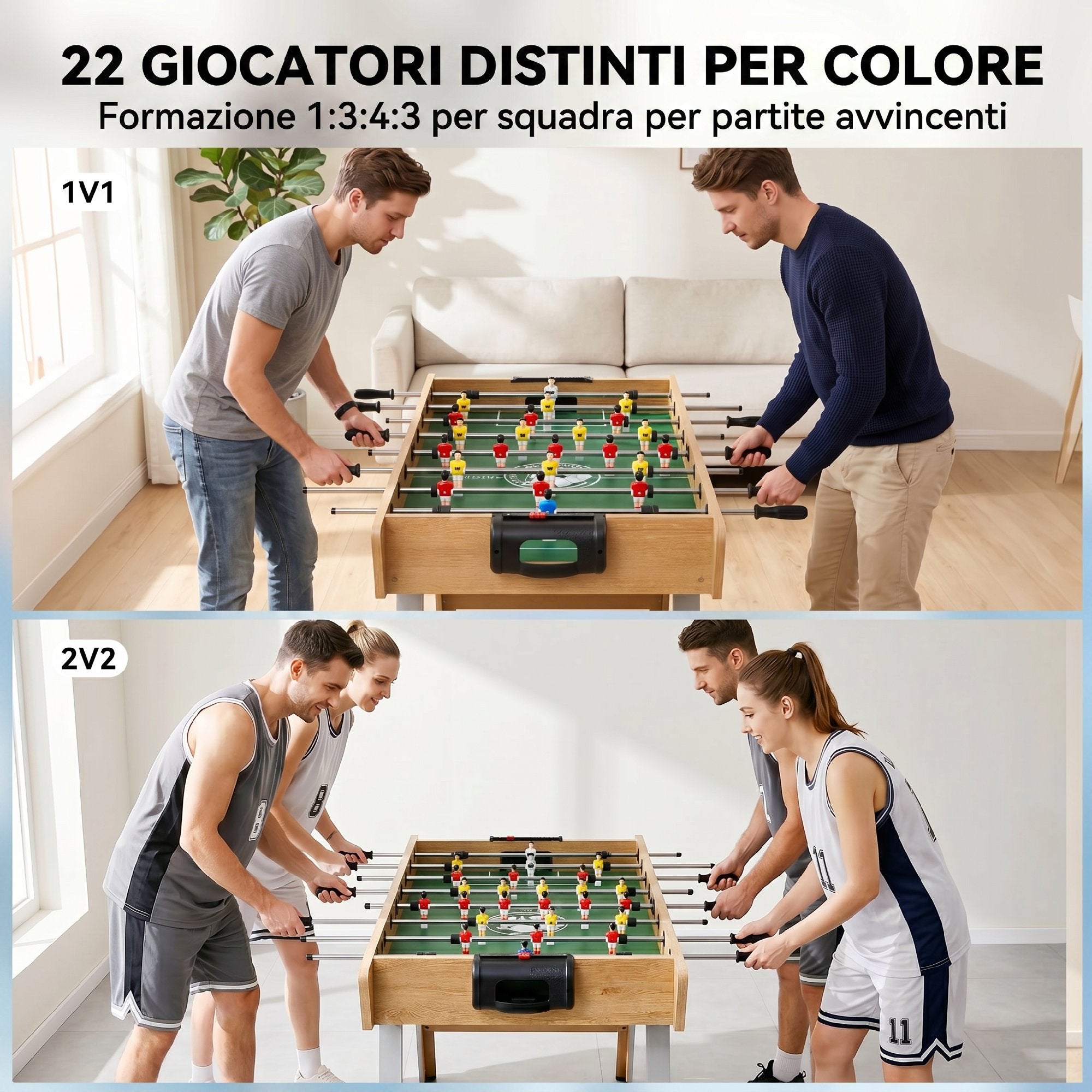 SPORTNOW Table Football, 121cm Table, 22 Players, Manual Scoreboard, Natural Wood