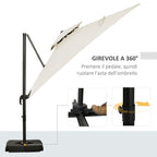 Double Cantilever Umbrella with Crank, Cross Base and Weights, 268x268x265 cm, Beige