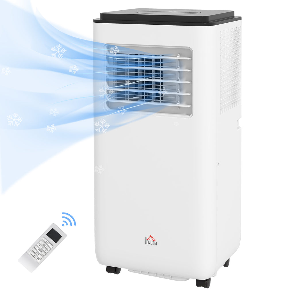 HOMCOM Portable Air Conditioner 750W with 5 Modes and 2 Speeds, in Plastic and Steel, 33x28x70.4 cm, White - Borgè