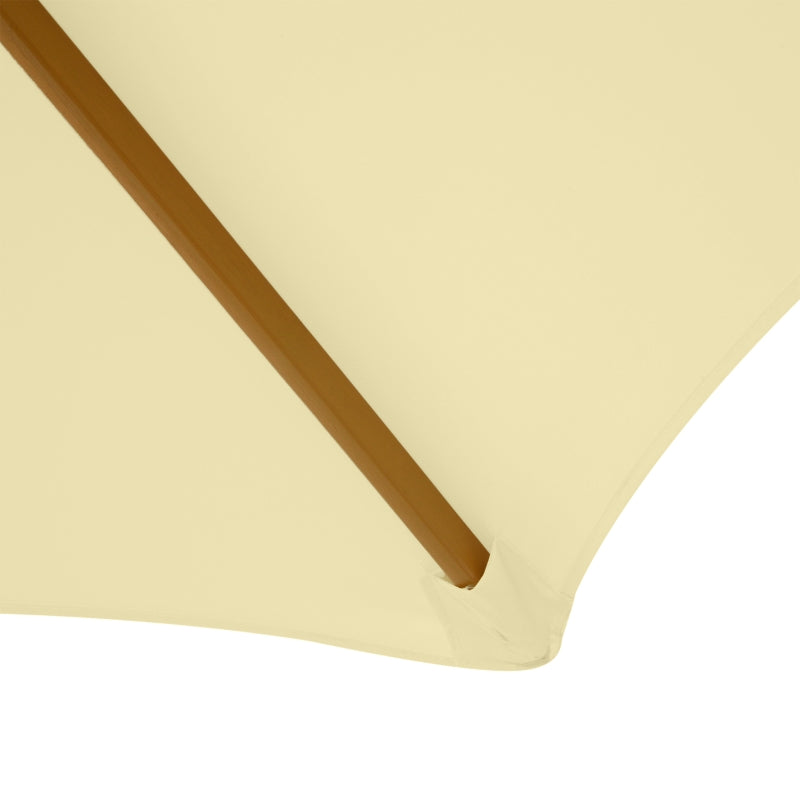 Garden Umbrella 2.5x2.3 m with 6 Ribs in Lacquered Wood and Polyester, Beige - Borge' Group Limited