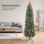 Illuminated Christmas Tree with 200 LED Lights, 42 Pine Cones and 42 Berry Bunches, Ø65x180 cm, Green and Silver