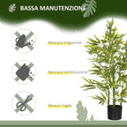 HOMCOM Artificial Bamboo Plant 90cm Tall with 504 PEVA and PP Leaves, Green, with a Ø15x12.5cm Cement Pot