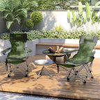 Outsunny Set of 2 Folding Camping Chairs with Footrest and Cup Holder, 82x50/100x88 cm, Green