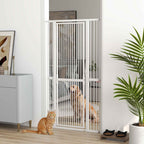 PawHut 180cm High Dog and Cat Gate, Extends from 76-104cm and Push-fits, White