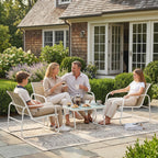 Outsunny 4-Piece Garden Set with Sofa, Armchairs, and Coffee Table, Khaki and White