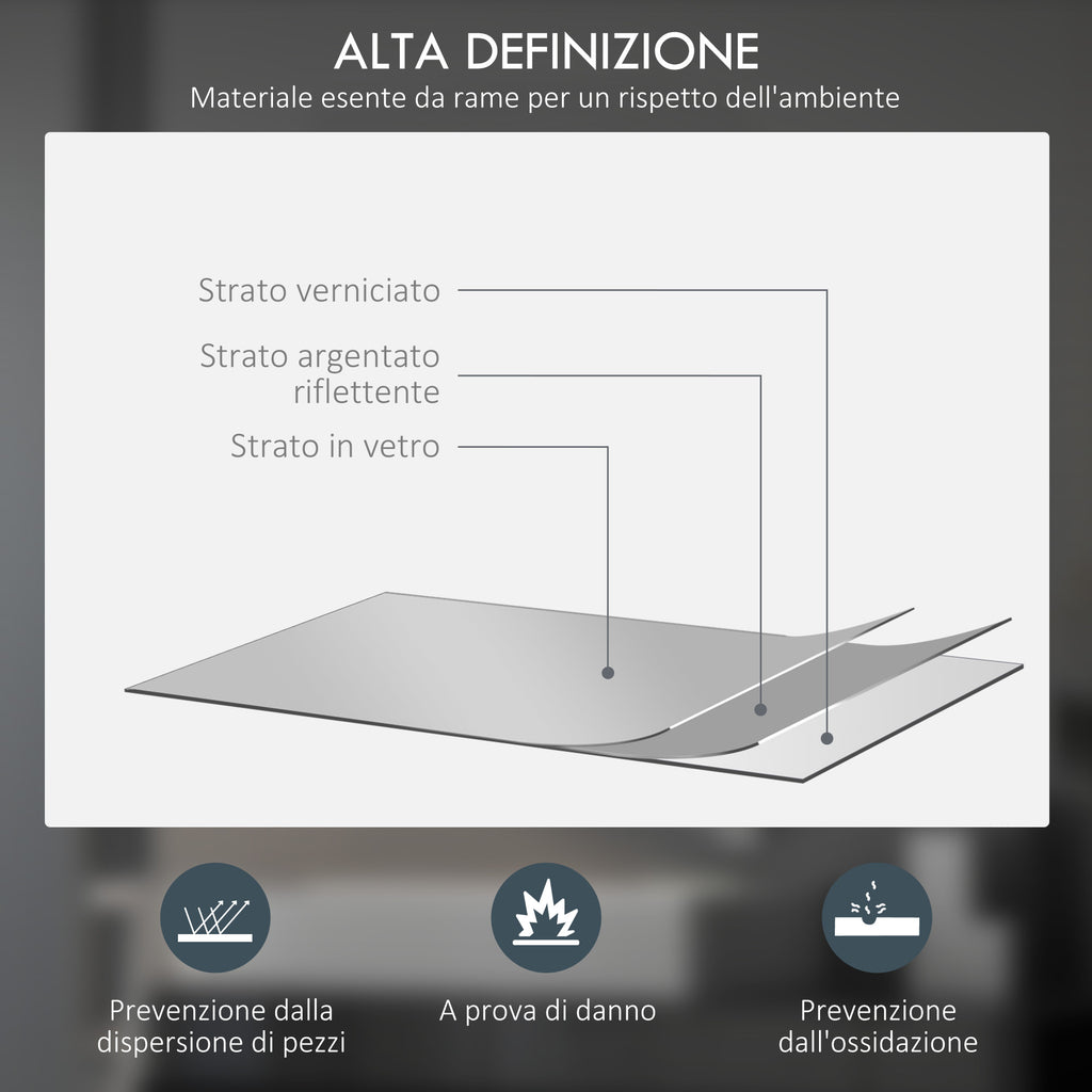 Bathroom Mirror with Adjustable LED Lights, Touch Switches and Anti-Fog Design, Ø60 cm