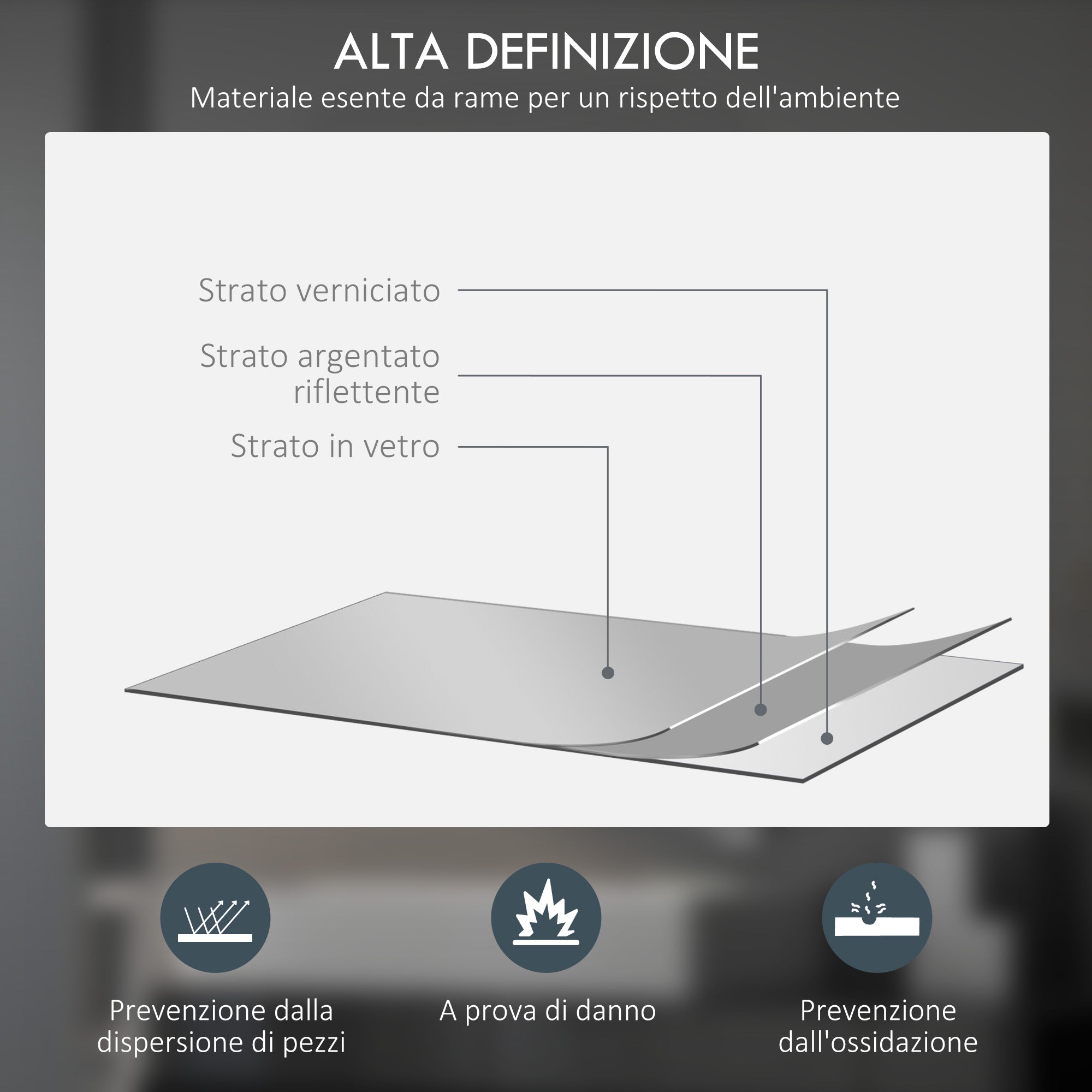 Bathroom Mirror with Adjustable LED Lights, Touch Switches and Anti-Fog Design, Ø60 cm