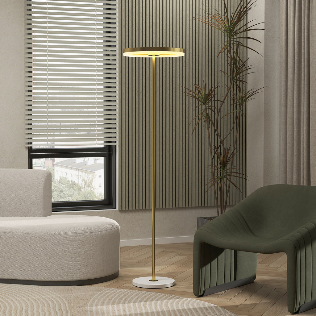 Modern Floor Lamp with Dimmable Light with Foot Switch and 3 Brightness, Gold