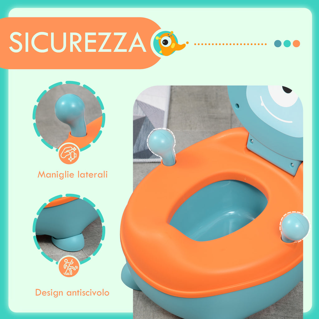 ZONEKIZ Alien-Shaped Potty for Babies from 6 Months, Ergonomic Seat, Backrest and Removable Tub, Blue