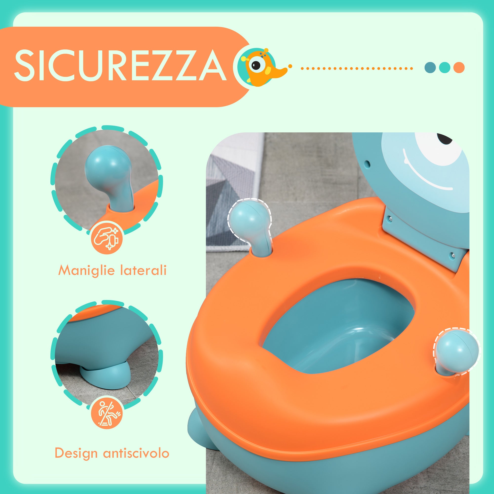 ZONEKIZ Alien-Shaped Potty for Babies from 6 Months, Ergonomic Seat, Backrest and Removable Tub, Blue