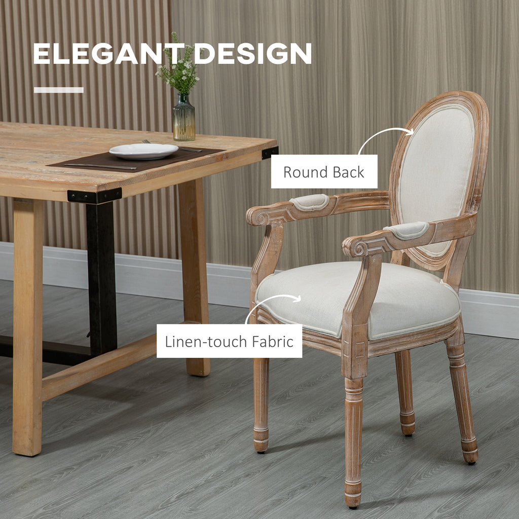 Homcom Classic -style living room chair padded with fabric coating, 56x54x96cm, white cream - Borgè