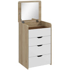 HOMCOM 3-in-1 Dressing Table with Mirror, Storage, 2 Drawers and Stool, Wooden, 50x40x78 cm, White and Oak