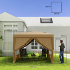 Outsunny 3x3m Folding Outdoor Gazebo with 4 Side Panels, Steel and Oxford Fabric, Khaki