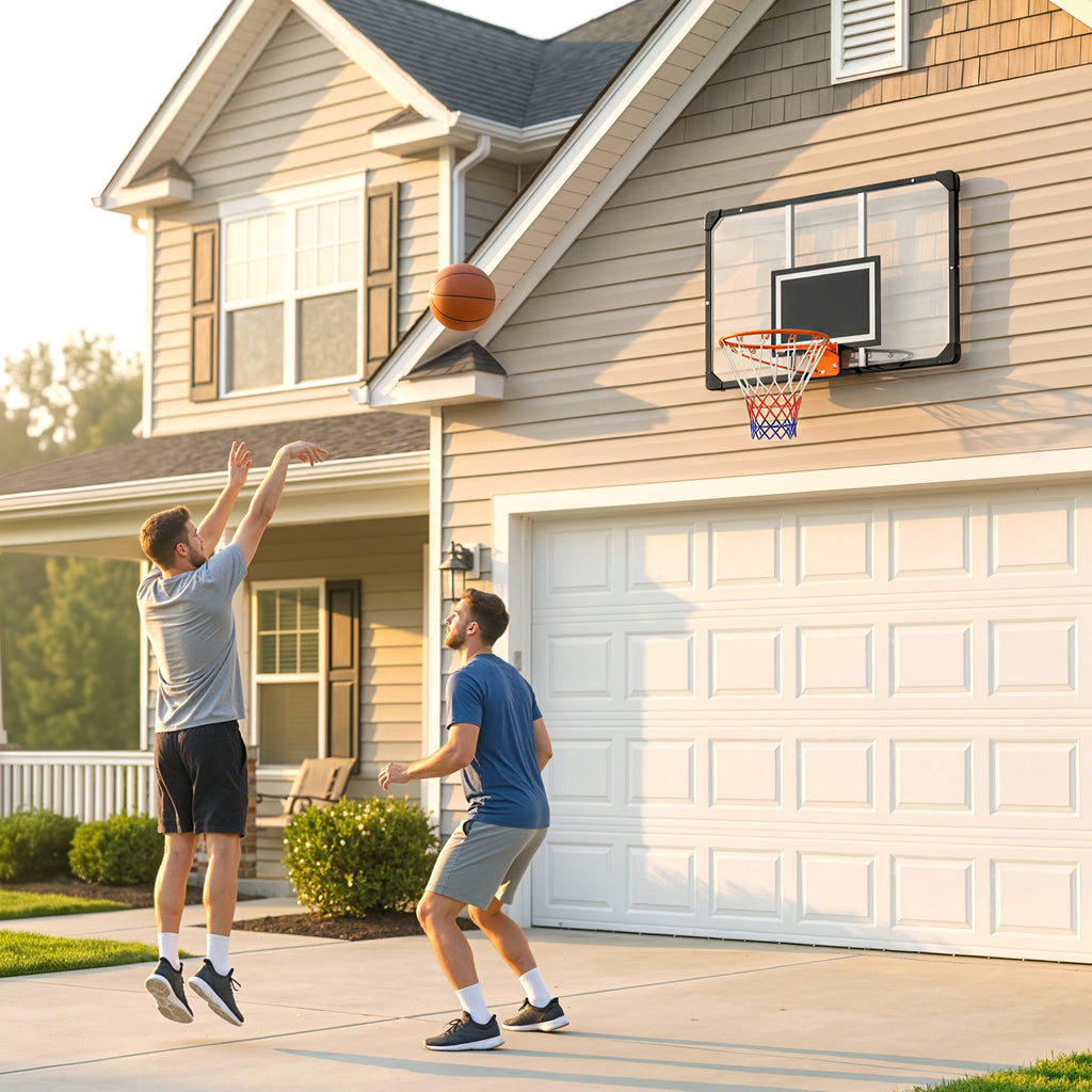 SPORTNOW Outdoor Wall-Mounted Basketball Hoop 113x73 cm, Ø45 cm Rim and Net, Black