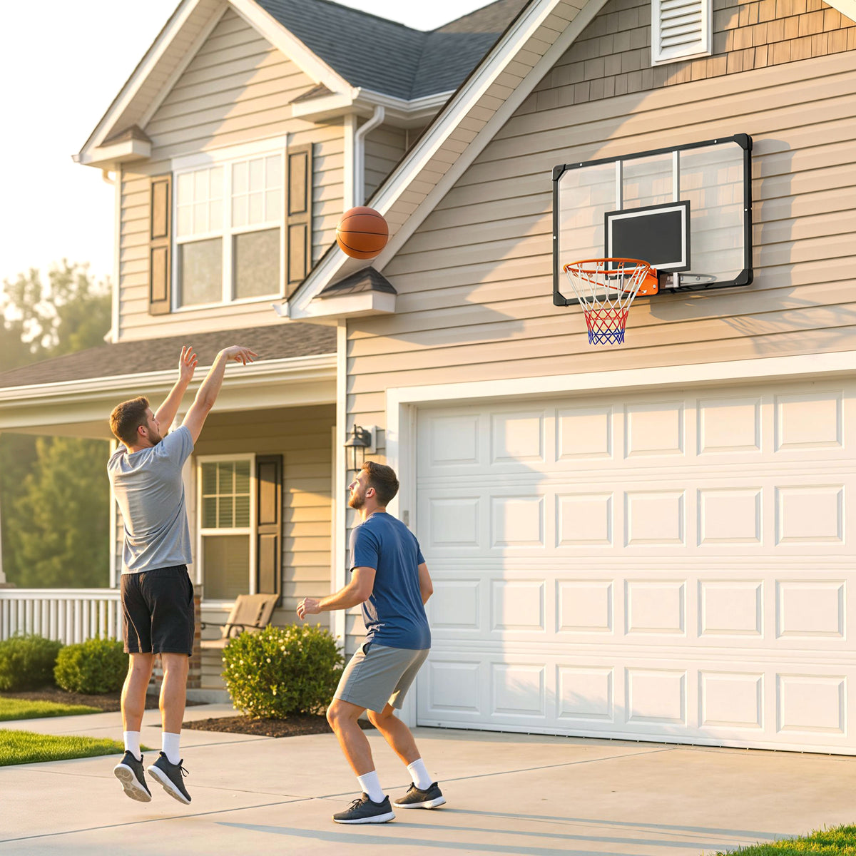 SPORTNOW Outdoor Wall-Mounted Basketball Hoop 113x73 cm, Ø45 cm Rim and Net, Black
