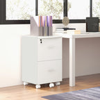 Office Cabinet with 2 Drawers and 5 Wheels, MDF and Chipboard File Cabinet, 43x45x72 cm, White