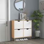 HOMCOM Chipboard and Pine Shoe Rack with 4 Drawers and 2 Adjustable Shelves for Each Drawer, 95x26x95 cm
