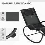 Outsunny Waterproof Outdoor Zero-Gravity Rocking Deck Chair with Headrest, 155x61x88 cm, Black - Borgè