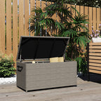 184L PE Rattan Outdoor Storage Chest with Wheels and Waterproof Inner Lining, 102x52x52 cm, Grey