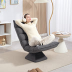 Velvet Swivel Lounge Chair with 5-Position Adjustable Backrest, 62x70x95 cm, Grey