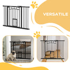 Dog Gate for Small and Medium Sizes with Automatic Closing, in Steel and PA, 74-100x76 cm, Black