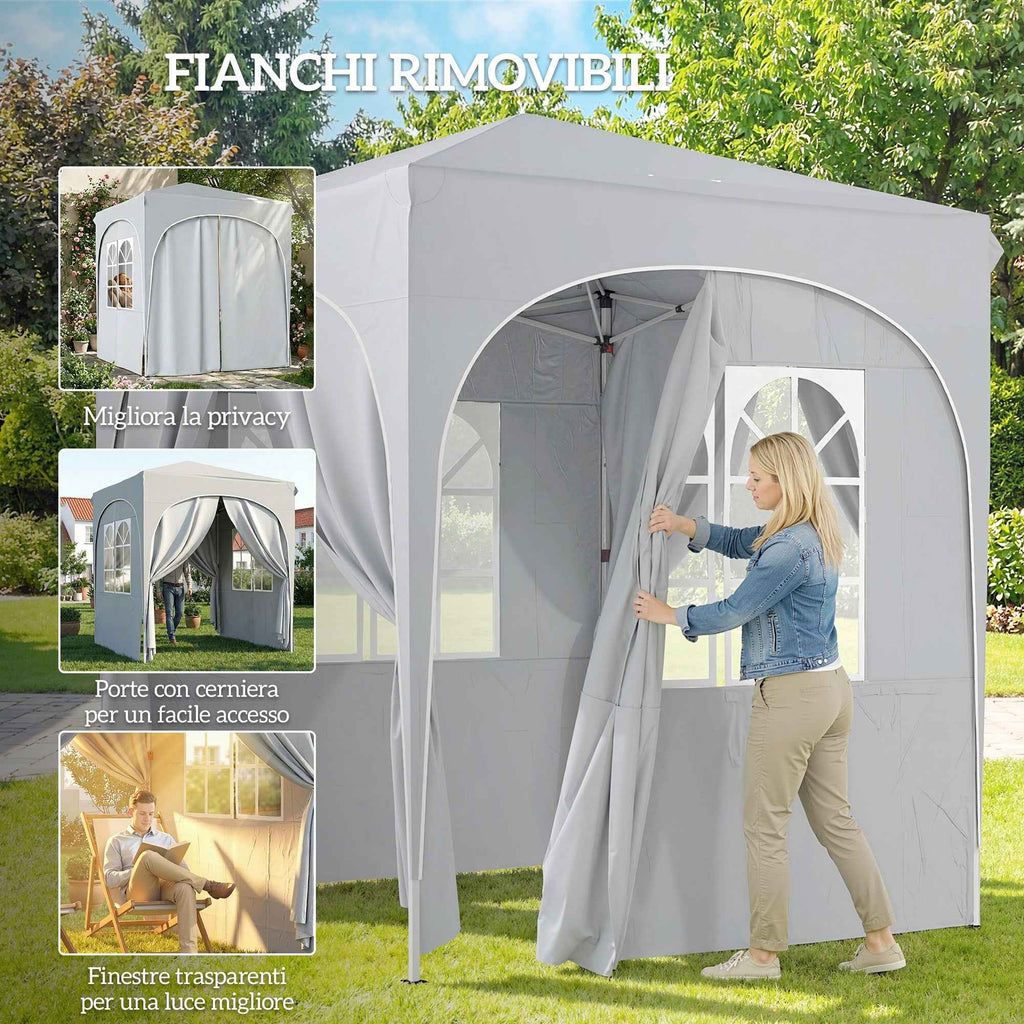 Outsunny Folding Gazebo Portable Garden Gazebo UPF50+ 2x2m Light Grey