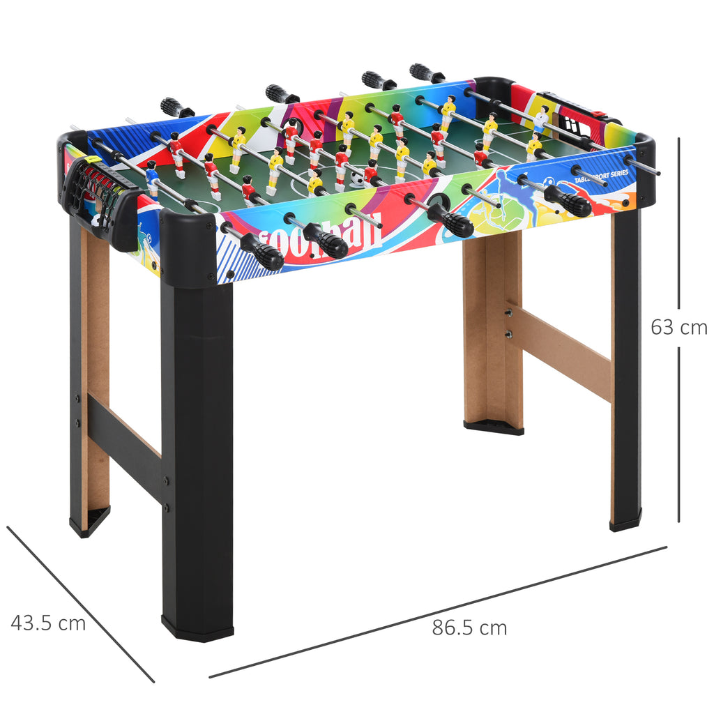 Table Football with 2 Scoreboards, Made of Wood, Stainless Steel and Plastic, 86.5x43.5x63 cm, Multicolored